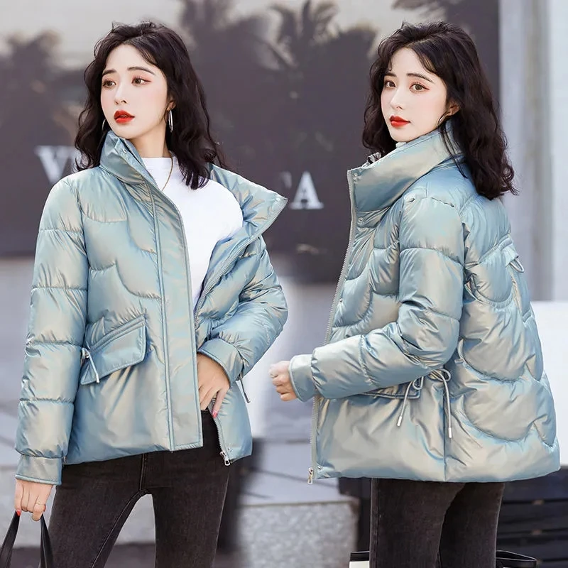 

Women Winter Jacket Parkas 2022 New Thick Warm Short Coat Glossy Casual Female Down Cotton Padded Jacket Puffer Parka Outwear