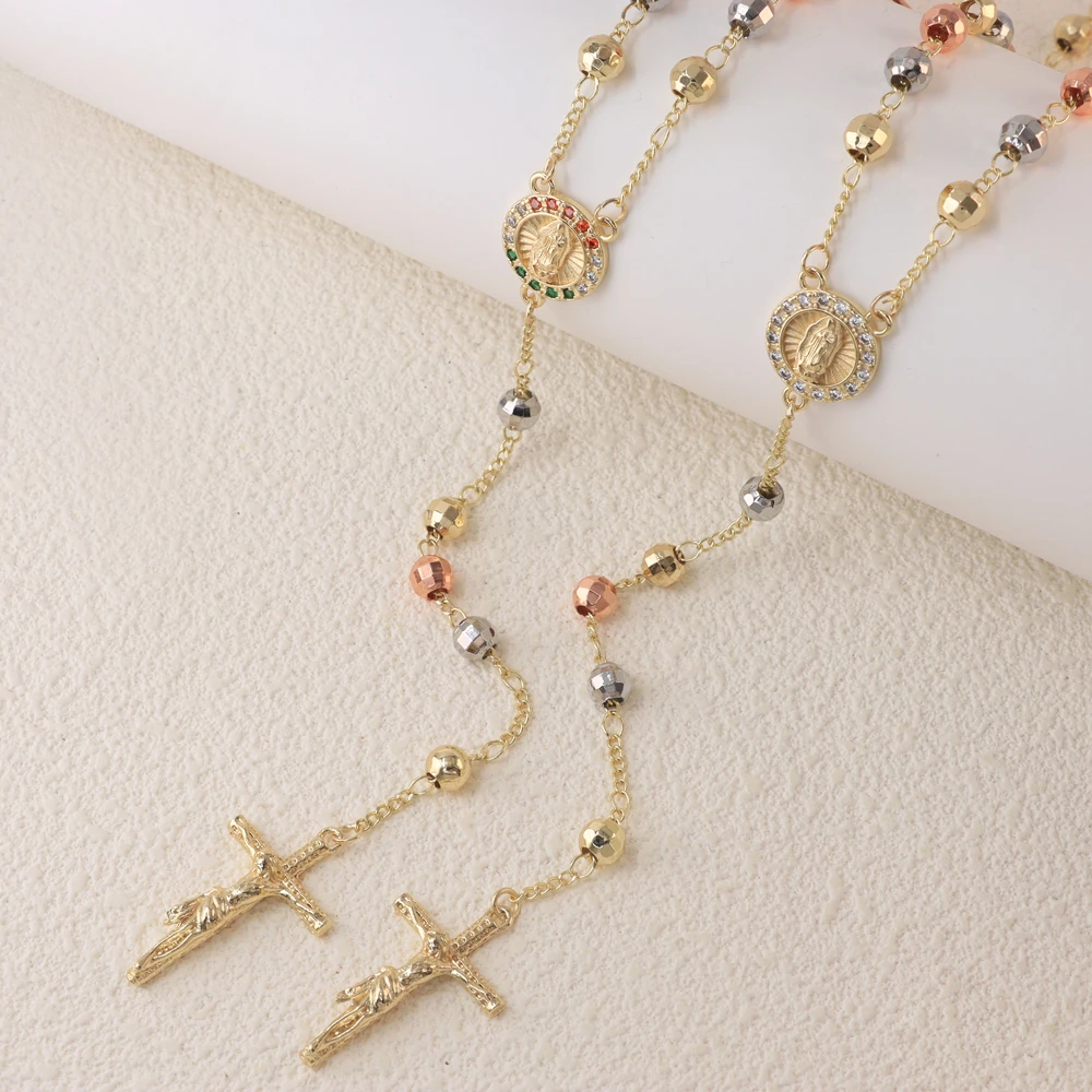 Ruixi14K позолоченный квадратный многоцветный медаль Святого Бенедикта Cz