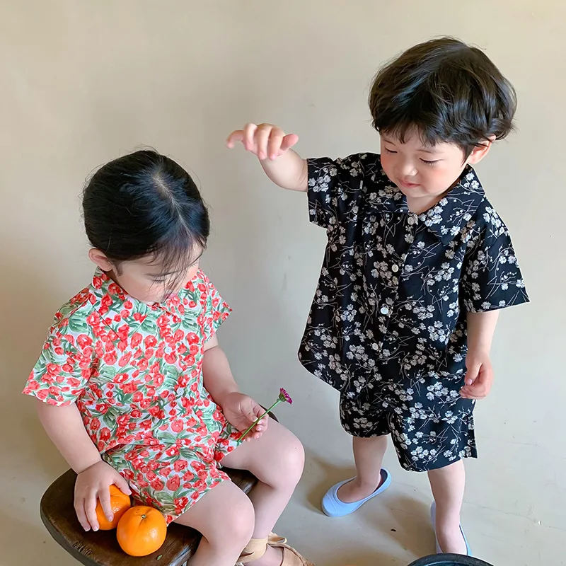 

Baby Girl Clothes Set Summer New 2022 Fashion Floral Kids Outfits Toddler Girl Boys Casual Two Piece 3 8 Years Children Costumes