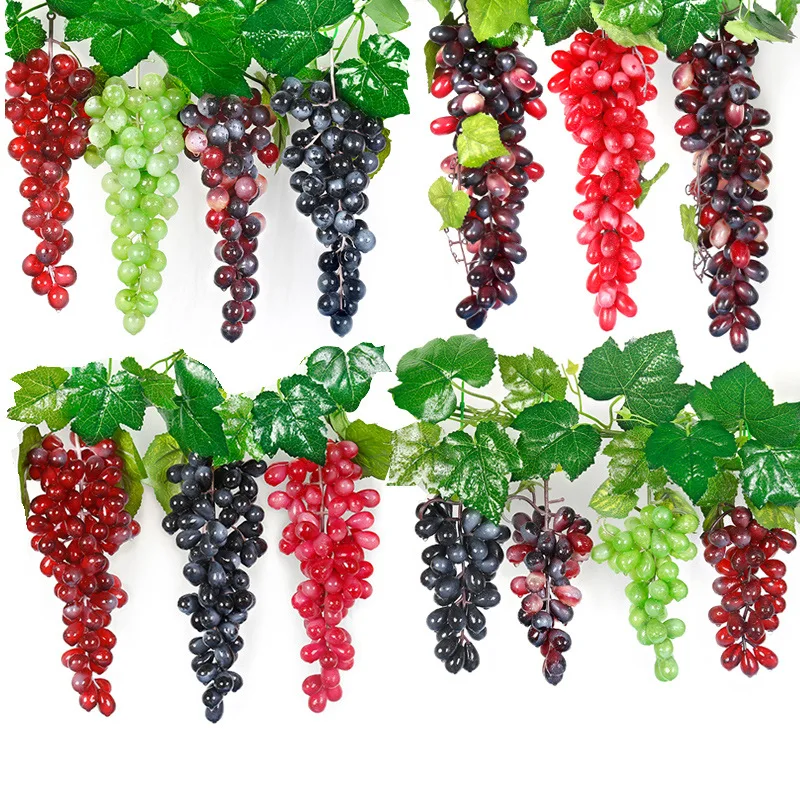 

Artificial Grapes 12/18/22/36/45/60/85/110 Heads Black Red Green Purple Hanging Photography Props Decoration Fake Fruits