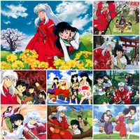 inuyasha diamond painting couple classic japanese animation drill embroidery picture of rhinestones cross stitch kits home decor