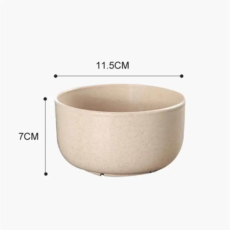 

4Pcs Wheat Straw Anti-Fall Bowl Dinner Bowl Bamboo Fiber Divided Dining Bowl Round Snack Tray Breakfast Dishes Kitchen Tableware
