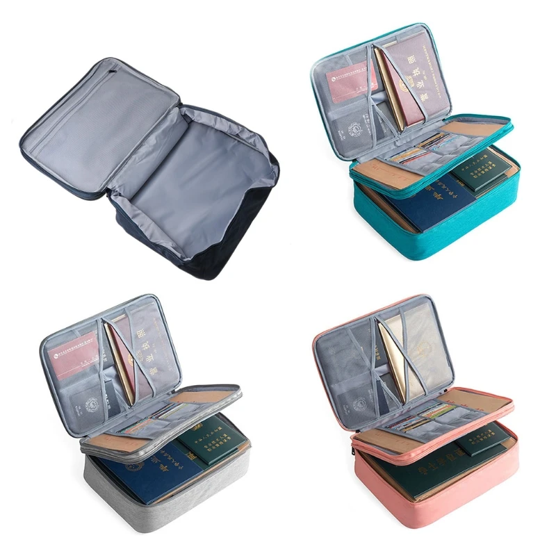 

Double Layer Document Ticket Bag Zipper Storage Large Capacity Certificates Files Travel
