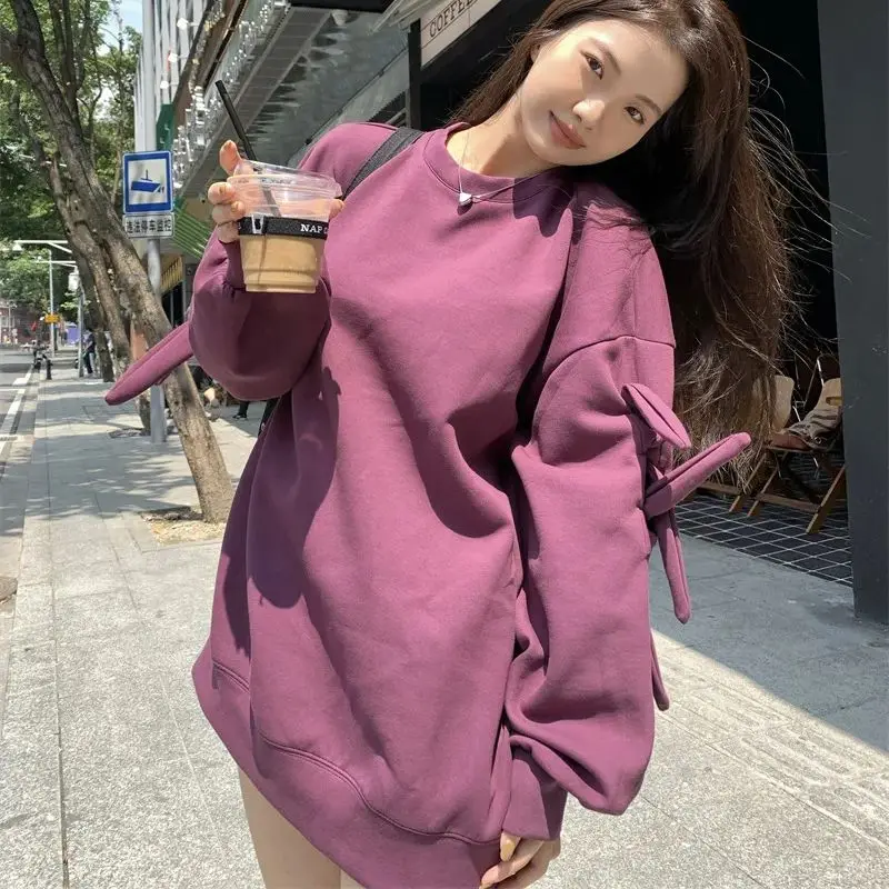 

Hsa 2023, Женская осенне-зимняя свитер и худи для девочек, милая бабочка, свободный стиль, шикарная корейская мода, бант, Корейская толстовка с капюшоном