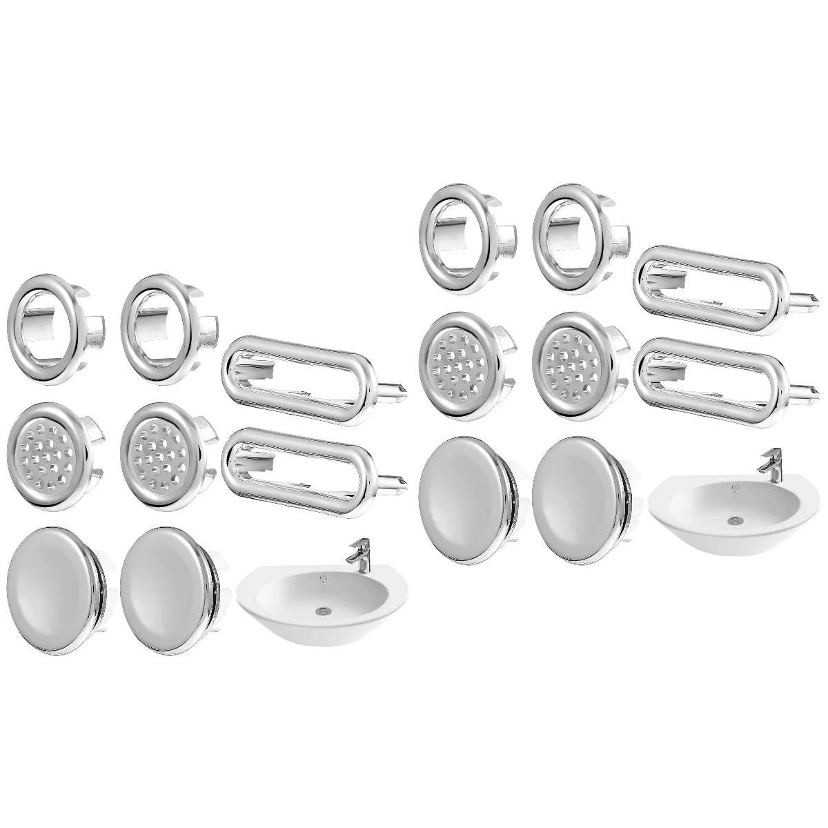 

16 Pcs Practical Bathroom Universal Kitchen Sink Overflow Rings Sink Hole Covers Overflow Drain Covers