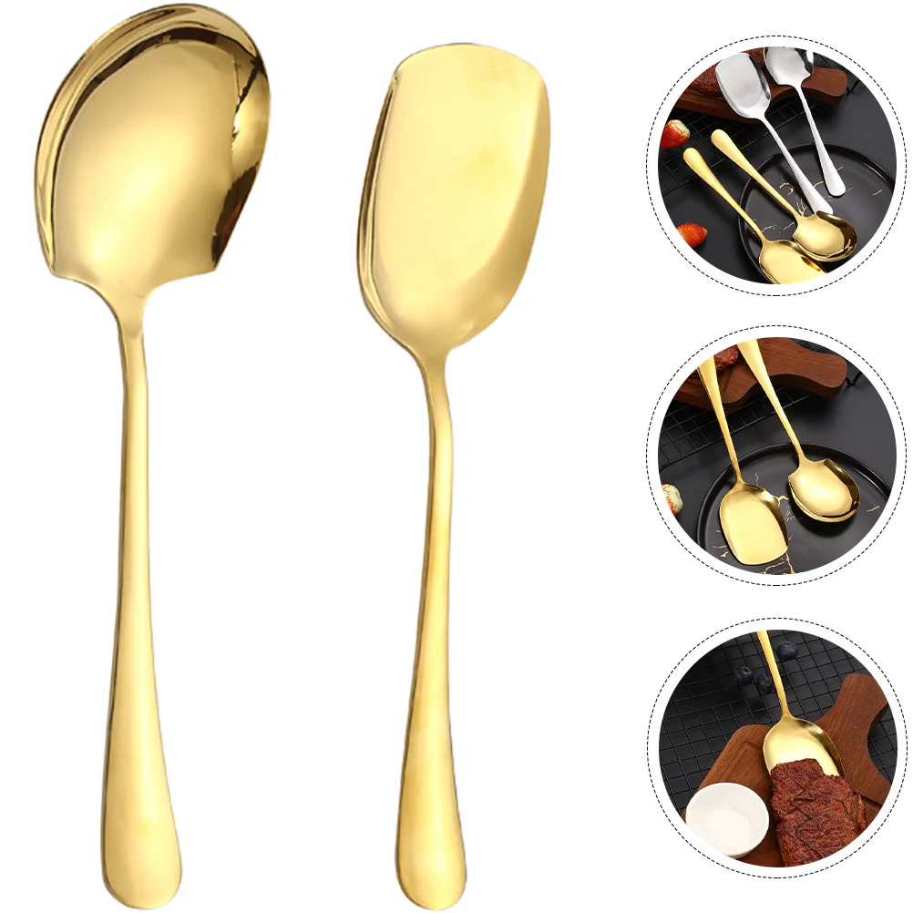 

Spoons Spoon Serving Stainless Steel Soup Set Kitchenutensils Metal Ladle Coffee Foodscoop Big Fruit Shape Flatwarekorean