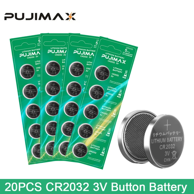

PHOMAX 20PCS/lot CR2032 3V Lithium Button Battery Environmentally Friendly Durable Calculator Watch Car Key Universal Coin Cell