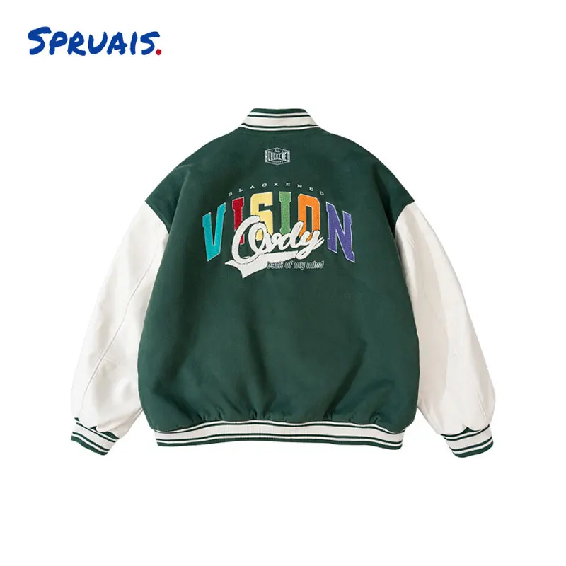 

Varsity Jackets Fashion Baseball Uniform Y2k Streetwear Retro Coats Men Embroidery Bomber Jacket High Street Top Hip Hop Clothes