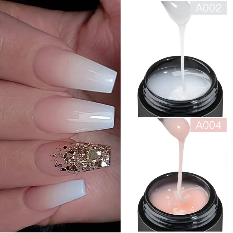 

2Pcs Nail Extension Gel White Clear Nude Glitter Building UV Gel For Nails Finger Extensions Form Tips French Nails Manicure