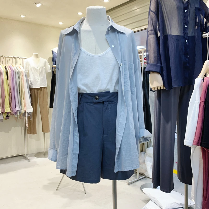 

South Korea dongdamen summer 2022 small fresh literature and art new versatile loose shirt autumn cardigan women's sunscreen