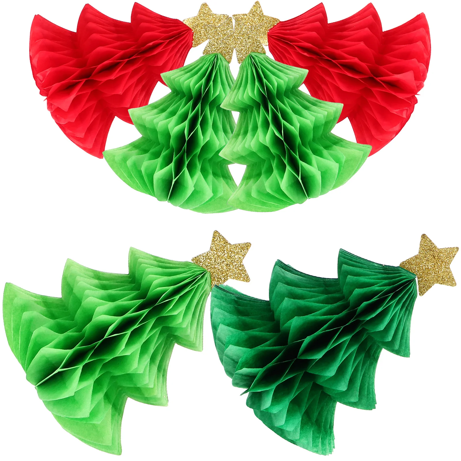 

6 Pcs Xmas Tree Decorations Christmas Honeycomb Paper Props Desktop Party Supply