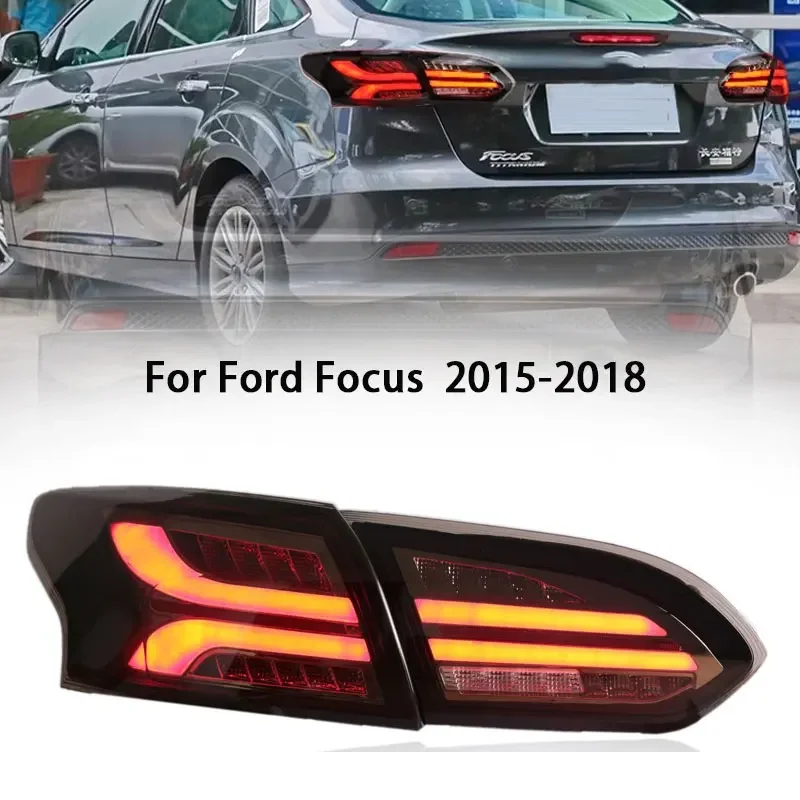 Фото 1 пара светодиодных задних фонарей в сборе для Ford Focus 2015-2018 задних фонарей Plug and Play со светодиодными ходовыми динамическими поворотными задними фонарями №1