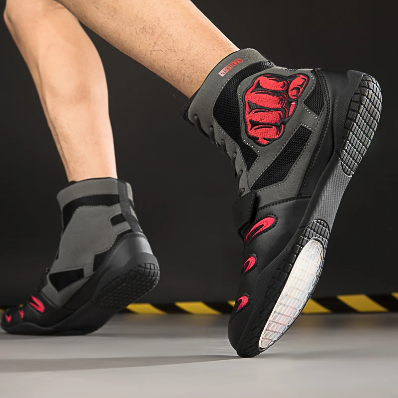 Men's/Women's Wrestling Shoes Men's Training Shoes Non Slip Outsole Lace Up Boots Men's Comprehensive Professional Boxing Shoes