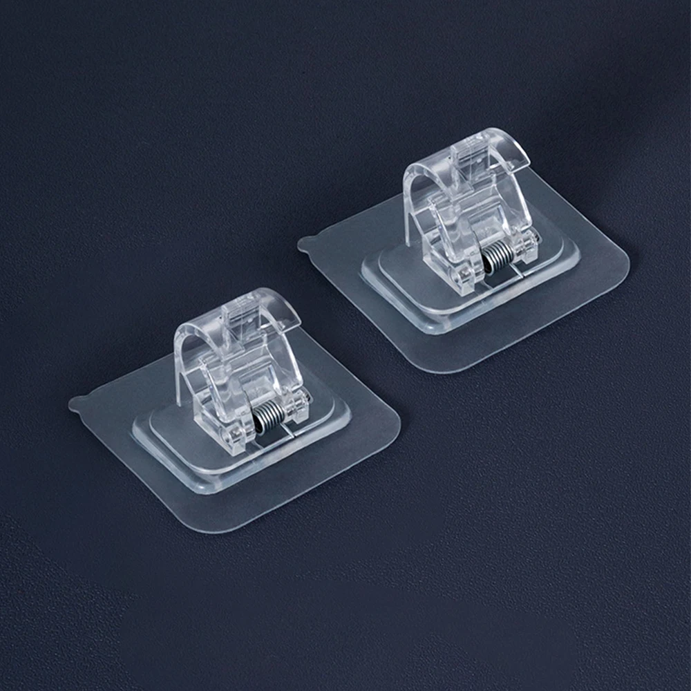 

2 шт. самоклеящиеся держатели для карнизов без гвоздей, зажимной крючок, настенный крючок для подвешивания карнизов, кронштейн для стойки, держатели с фиксированным зажимом, крючок