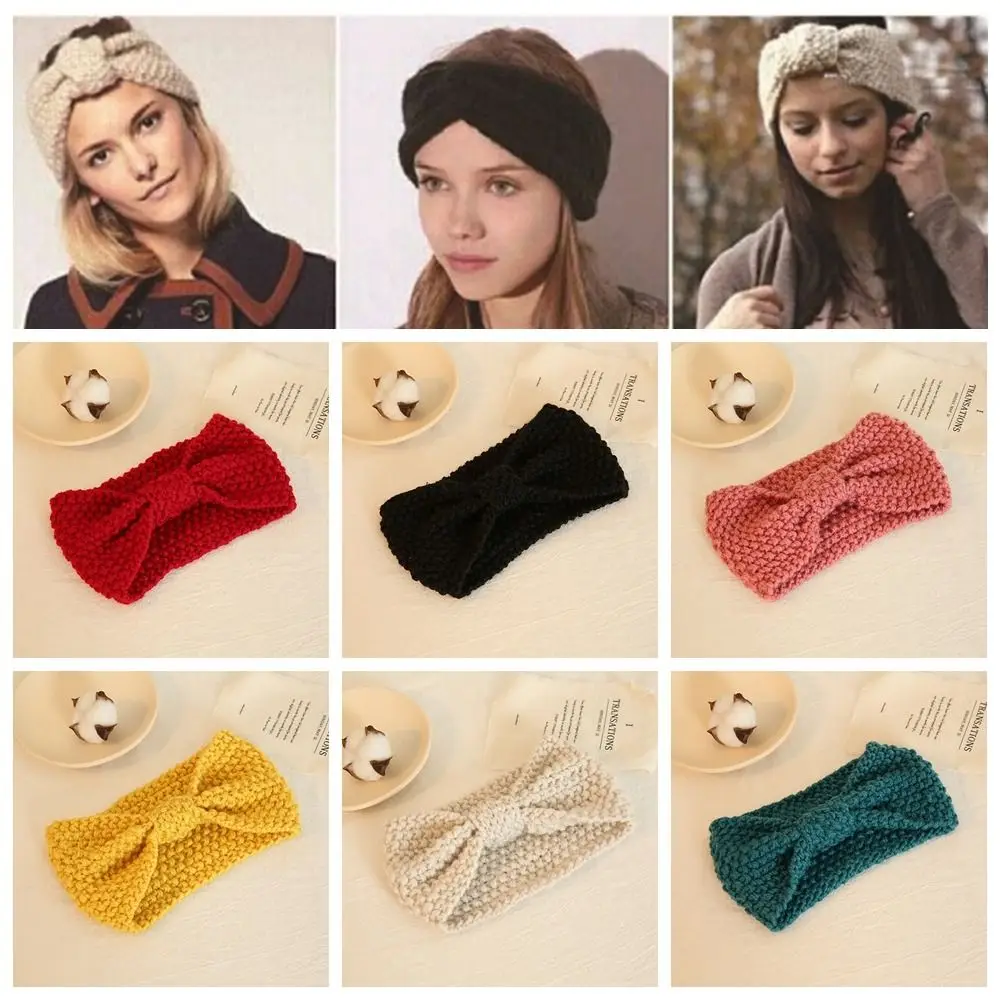 

Winter Knitted Wool Headwear Handmade Hair Accessories Bandanas Warmth Headband Elastic Band Sports Headband Hair Band