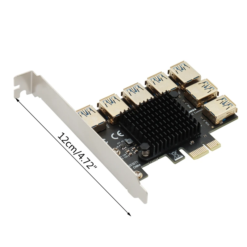 

Расширитель F19E PCI-E на 7 портов, Райзер PCI-E с USB 3,0 на 16x, Дата-кабель, 16X слотов, карта для майнинга биткоинов, адаптер PCI-E для графического процес...