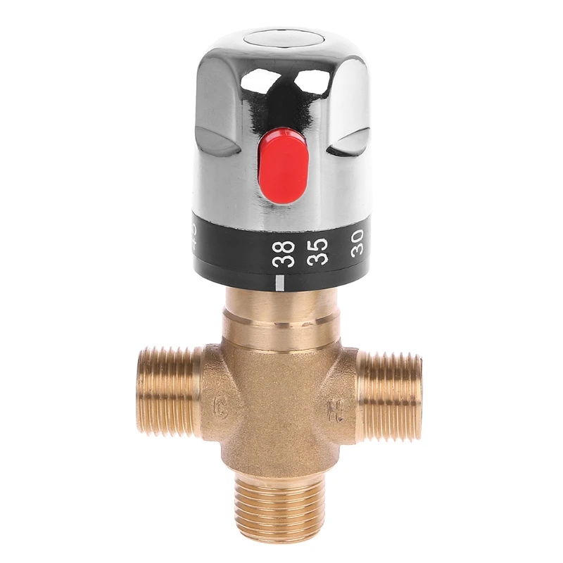 

Solid Brass G1/2 Male 3 Way Thermostatic Mixing for VALVE Shower Water Temperatu DropShip