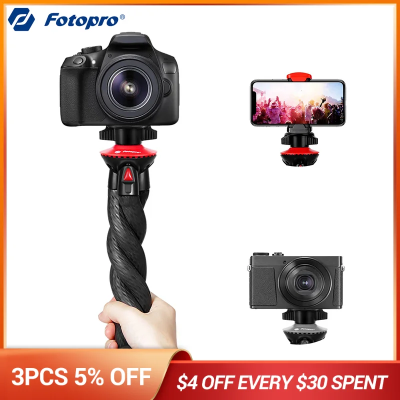 

Fotopro Flexible Tripod for iPhone 13 Pro Max Samsung iPhone Xs Camera Mirrorless DSLR Sony Nikon Canon Universal Accessories