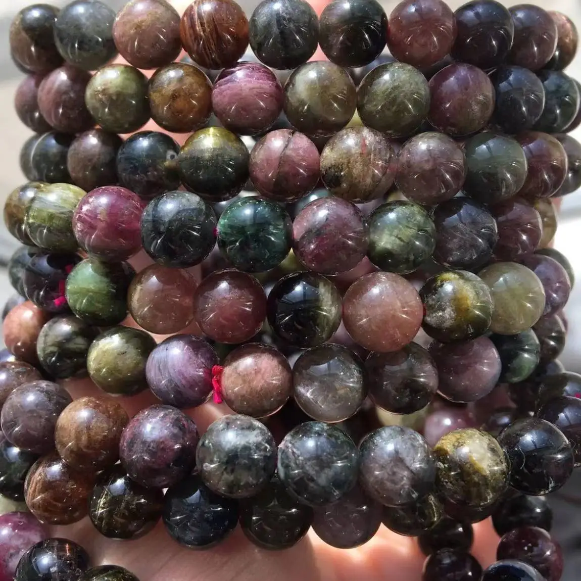 

2 браслета Approx8-8.8mm 22-23beads deep color редкий Кот eyey tourmaline AKAC