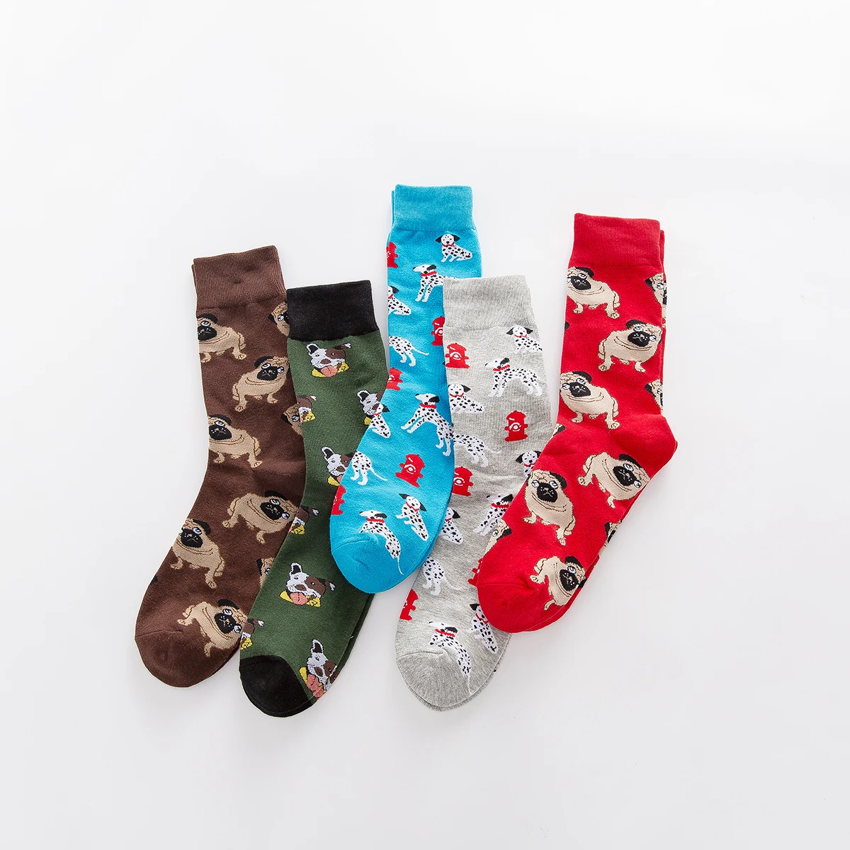 

5 Pairs Autumn and Winter New Colorful Dog Men's Mid-tube Casual Cotton Socks Fashion Cartoon Funny Shar Pei Men Socks