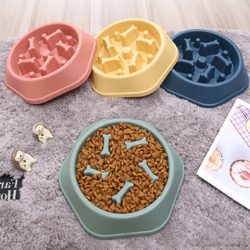 

Dog Bowl Slow Feeder Plastic Puppy Cat Eating Dish Anti-gulping Food Plate Feeding Dog Cat Food Bowl Pet Supplies Accessories