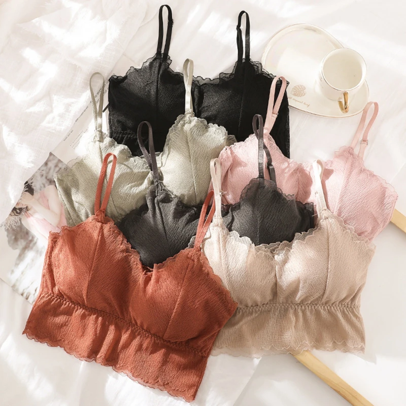 

Glass yarn French Style Bras for Women Triangle Cup Sexy Bralette Push up Lingerie Wireless Bralette Seamless Underwear