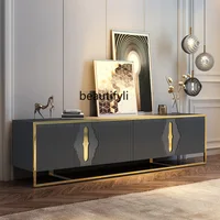 zq Italian Affordable Luxury Style TV Cabinet Modern Minimalist Villa Living Room Storage 2.4 M Floor Cabinet