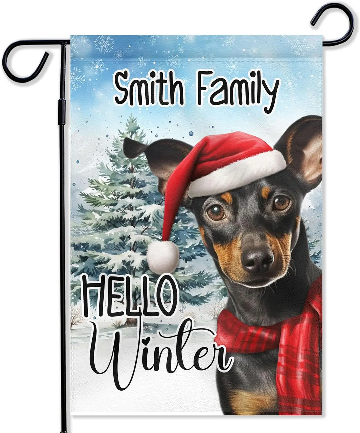 

Christmas Dog Garden Flag 12x18 Inch Hello Winter Terrier Xmas Holiday Yard Outdoor Decorative Flags Dogs Lover Custom Flag