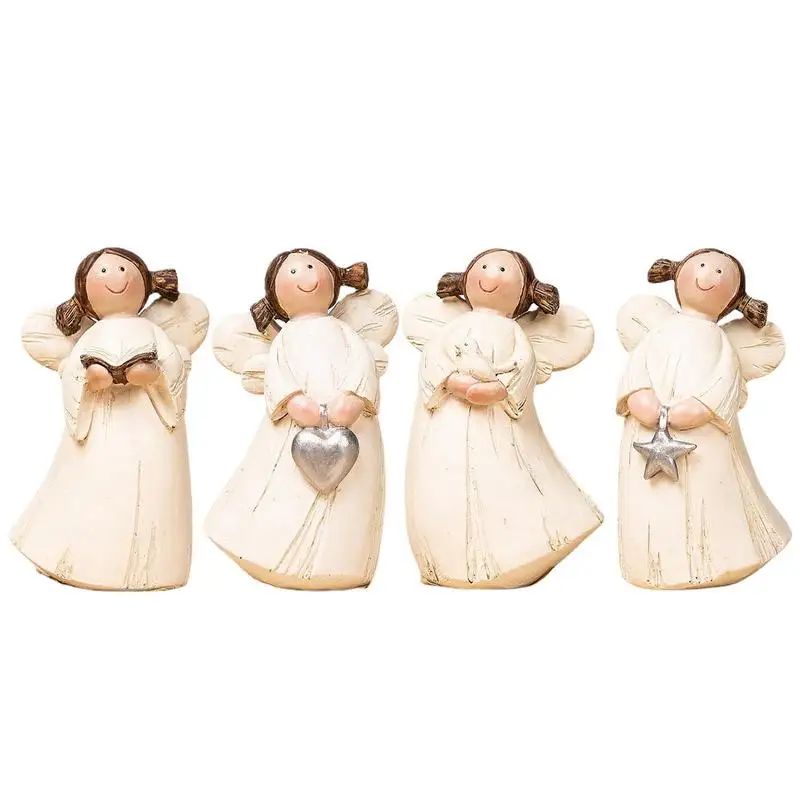 

Angel Resin Figurine Miniatures Set Of 4Pcs Angel Figurines Tabletop Decor Angel Resin Sculptures 4Pcs/Set Angel Figurines For