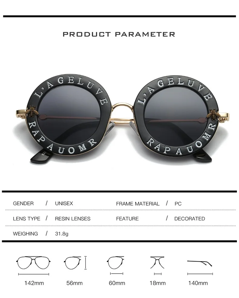 Роскошные Дизайнерские Круглые Солнцезащитные очки для женщин |