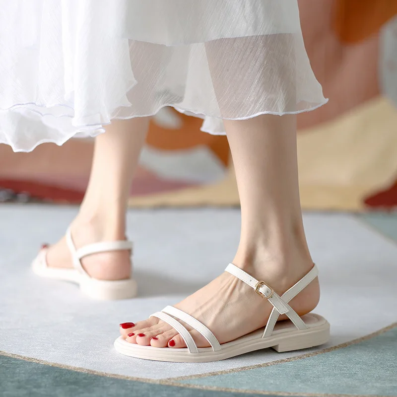 

Женские босоножки 2023, женские босоножки с ремешком под телефон, летняя женская обувь на прозрачном каблуке, Новая удобная модная обувь для девушек на плоской подошве, бежевые гладиаторы на низком каблуке