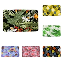 tropical plants flowers bath mat abstract colorful leaves art bathroom decor rugs non slip backing indoor outdoor doormat carpet