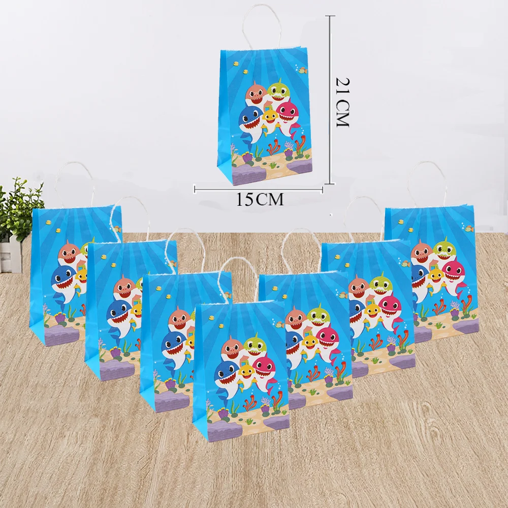 

21x15x8cm Cartoon Ocean Animal Paper Gift Bags Portable Party Decoration Supplies Cake Candy Cookie Fish Party Favors