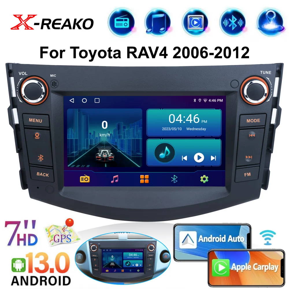 7-дюймовый подходит для Toyota RAV4 Android Радио мультимедийный плеер WIFI Carplay SWC DVR GPS