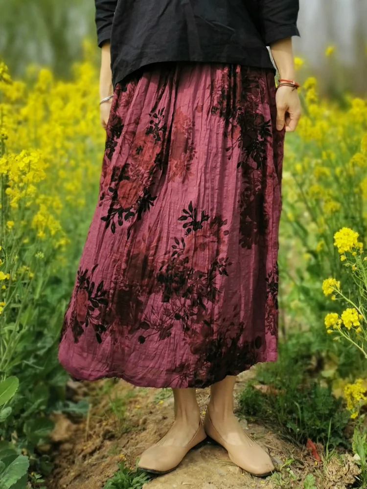 Женская льняная юбка с принтом Max LuLu Повседневная Свободная хлопковая цветочным