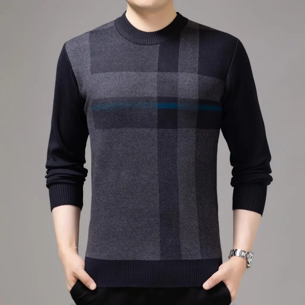 2023 Casual Thick Warm Winter Striped Knitted Pull Sweater Men Wear Jersey Dress Pullover Knit Mens Sweaters Male Fashions 02196