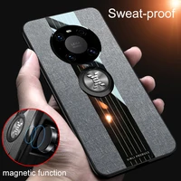fabric case for huawei mate 40 pro plus car ring holder acrylic soft silicone luxury canvas phone cover mate 30 20 10 9 pro lite