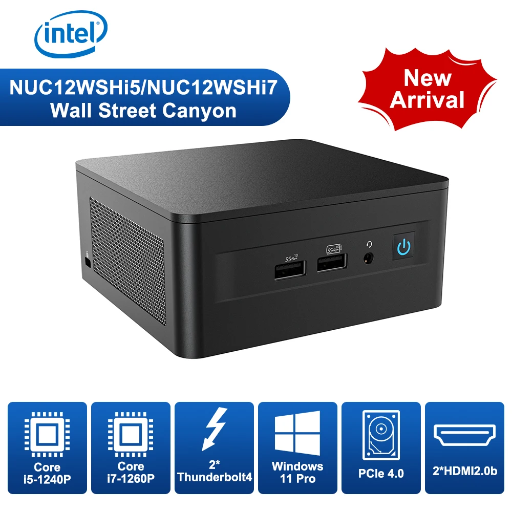 Мини-ПК Intel NUC 12 Pro NUC12WSHi5/NUC12WSHi7 новейший процессор Core 12-го поколения Win11 USB 3 2 Wi-Fi 6