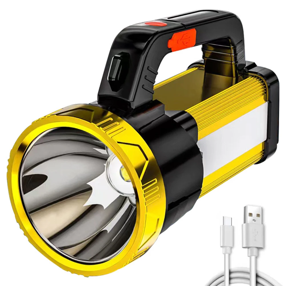 

4 Gear Strong Light Handheld Flashlight Rechargeable LEDCOB Spotlight Torch Searchlight Waterproof Outdoor Portable Camping Lamp