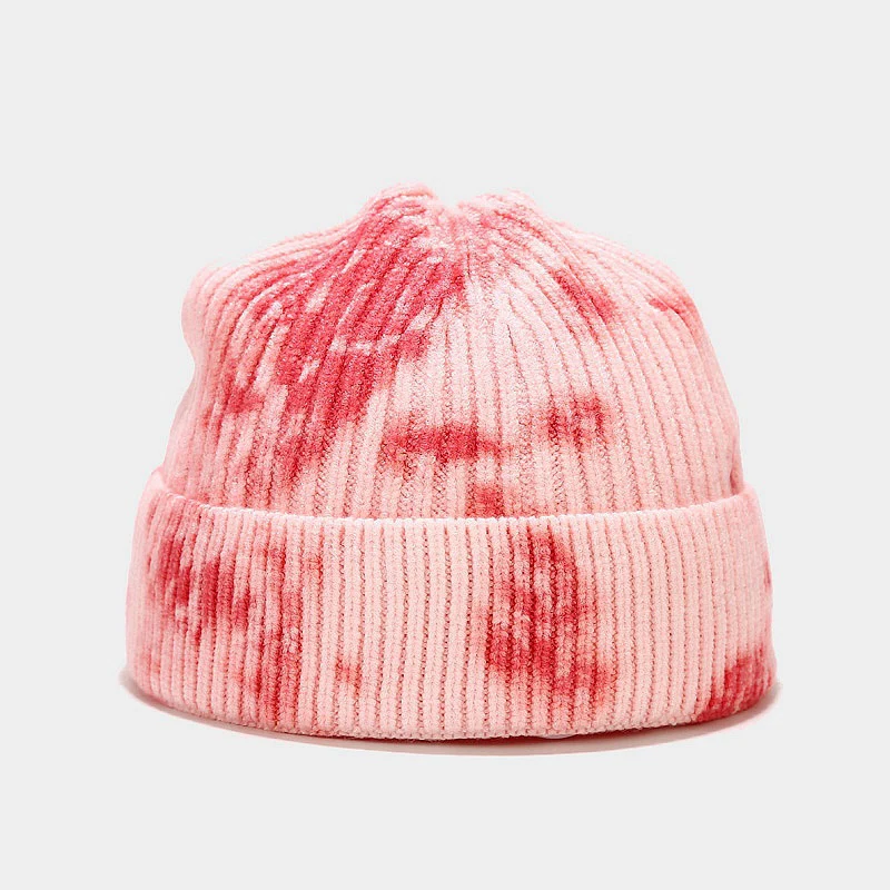 

Winter Fashion Harajuku Skullies Women Tie Dye Knitted Warm Thick Hat Men Autumn Hip hop Beanies Unisex Basic Cap