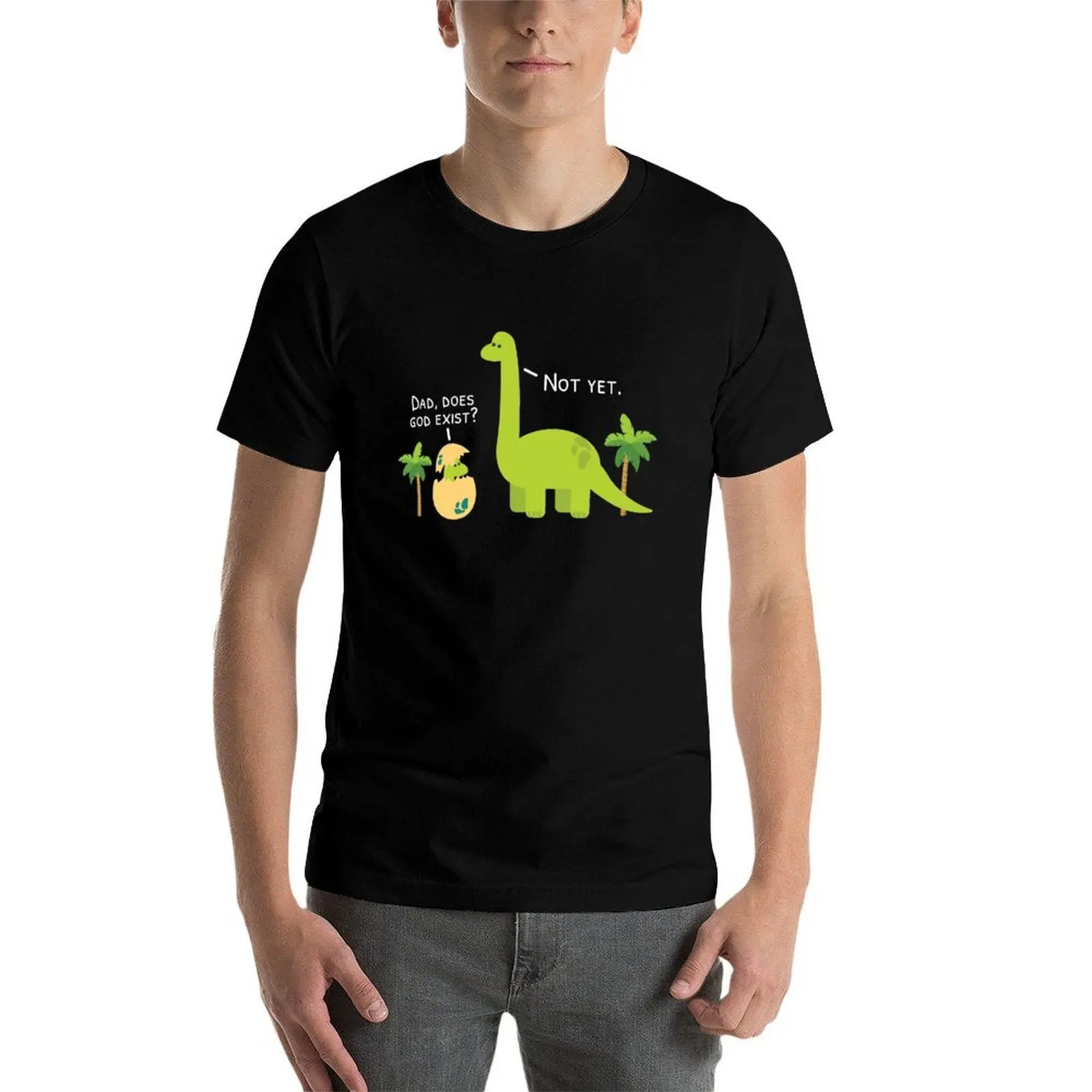 Фото Футболка с принтом «Dinosaur Atheist, Does God Exist Yet», универсальный топ с короткими рукавами и принтом №4