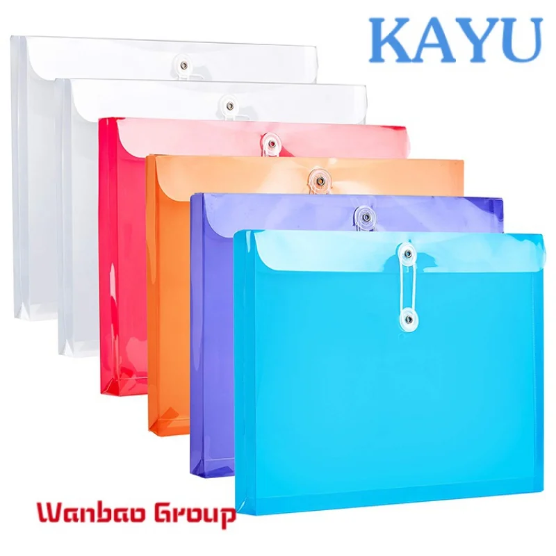 PP PVC A4 A5 Size File Bag Button Envelope Bag Waterproof Plastic Snap Button Clear Document Bags