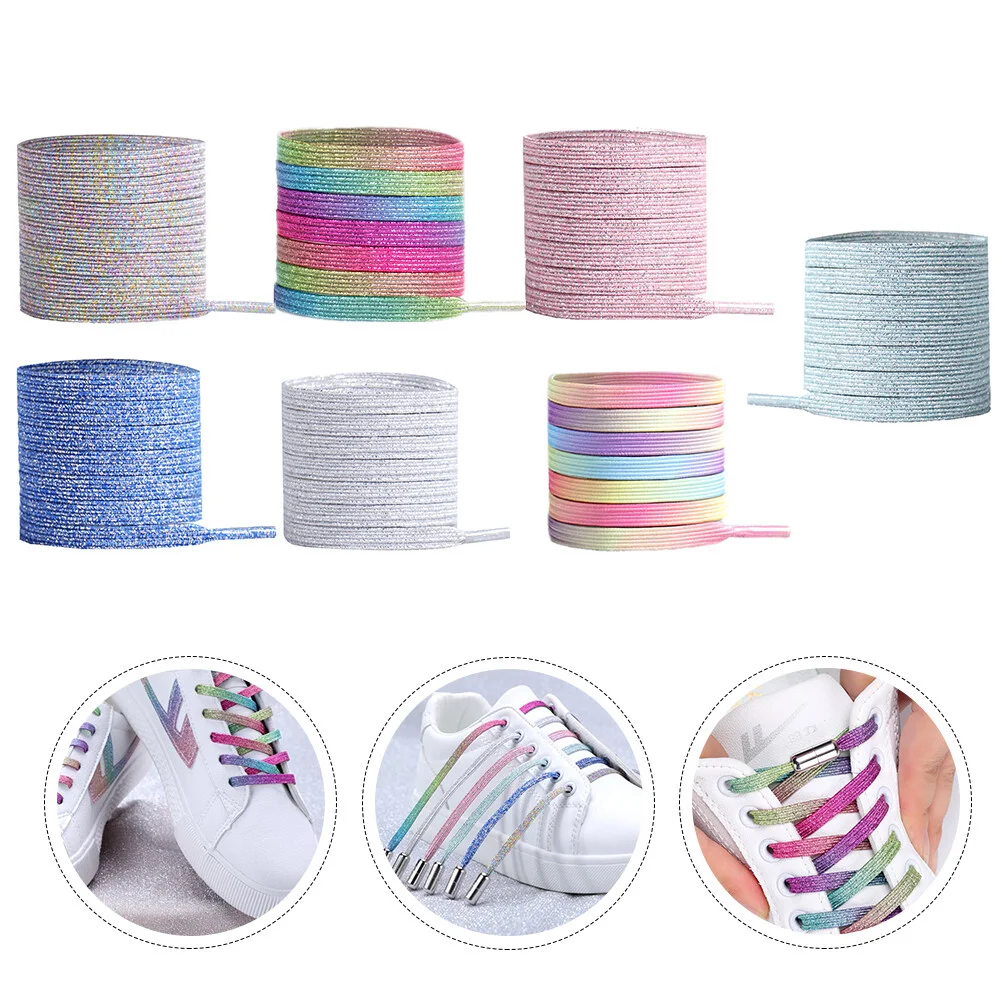 

7 Pairs The Lazy Tieless Shoelaces Lock Elastic Sneakers Free System Child Stretch