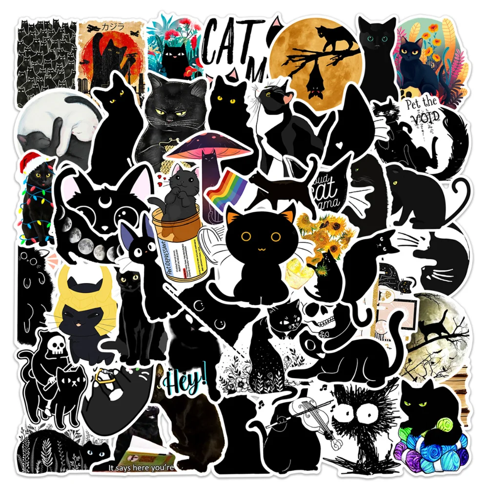 

Cartoon Anime Black Cat Stickers DIY Skateboard Guitar Luggage Laptop Phone Decals Graffiti Waterproof Sticker Toys Gifts