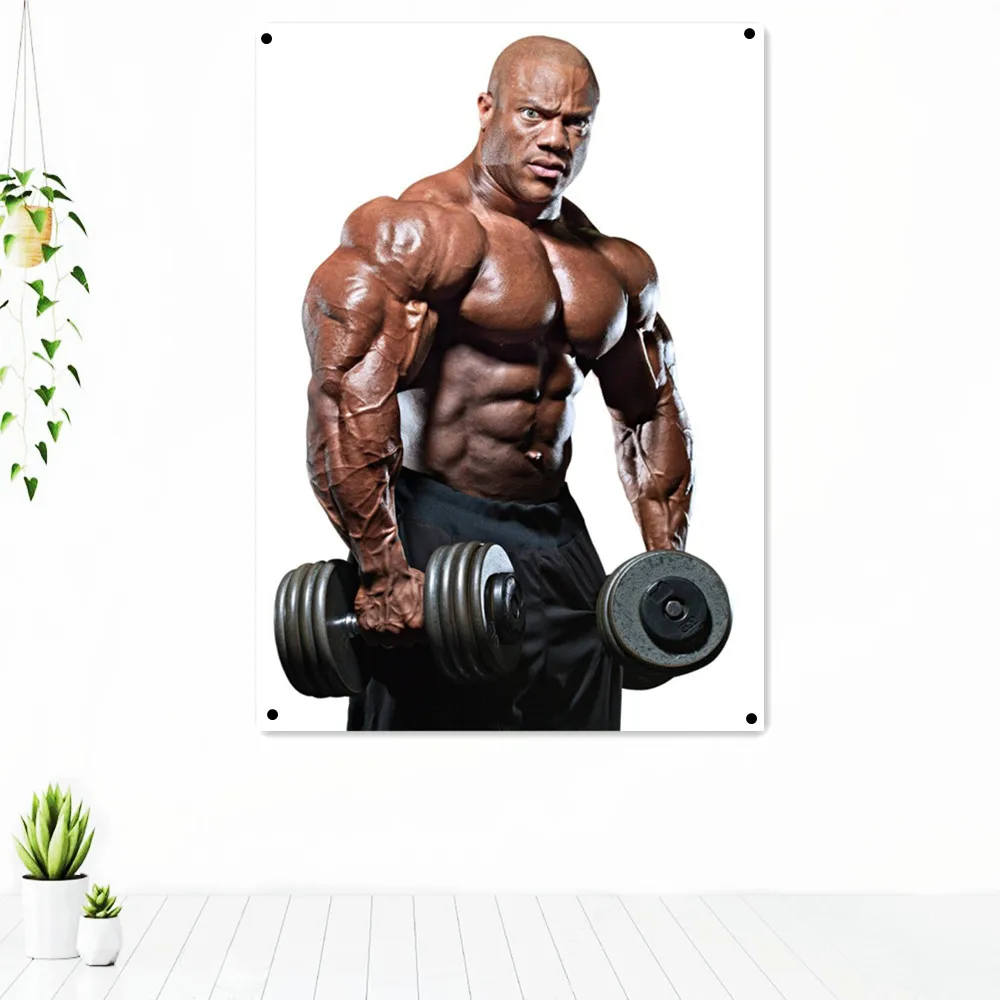

Dumbbell Muscle Hunk Wallpaper Tapestry Inspirational Sports Exercise Poster Wall Art Decorative Banner Flag Gym Decoration