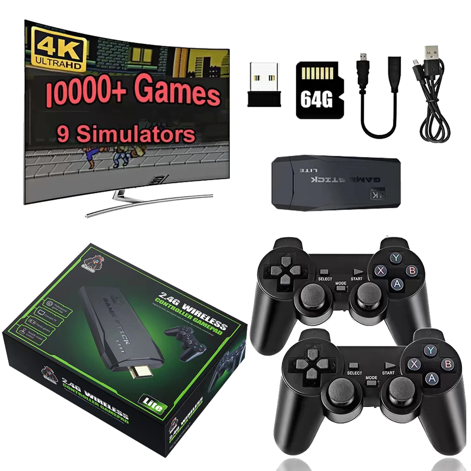 

Best M8 Video Game Console 4K HD Built-in 10000 Games Wireless Controller TV Game Stick Retro Handheld Game Player