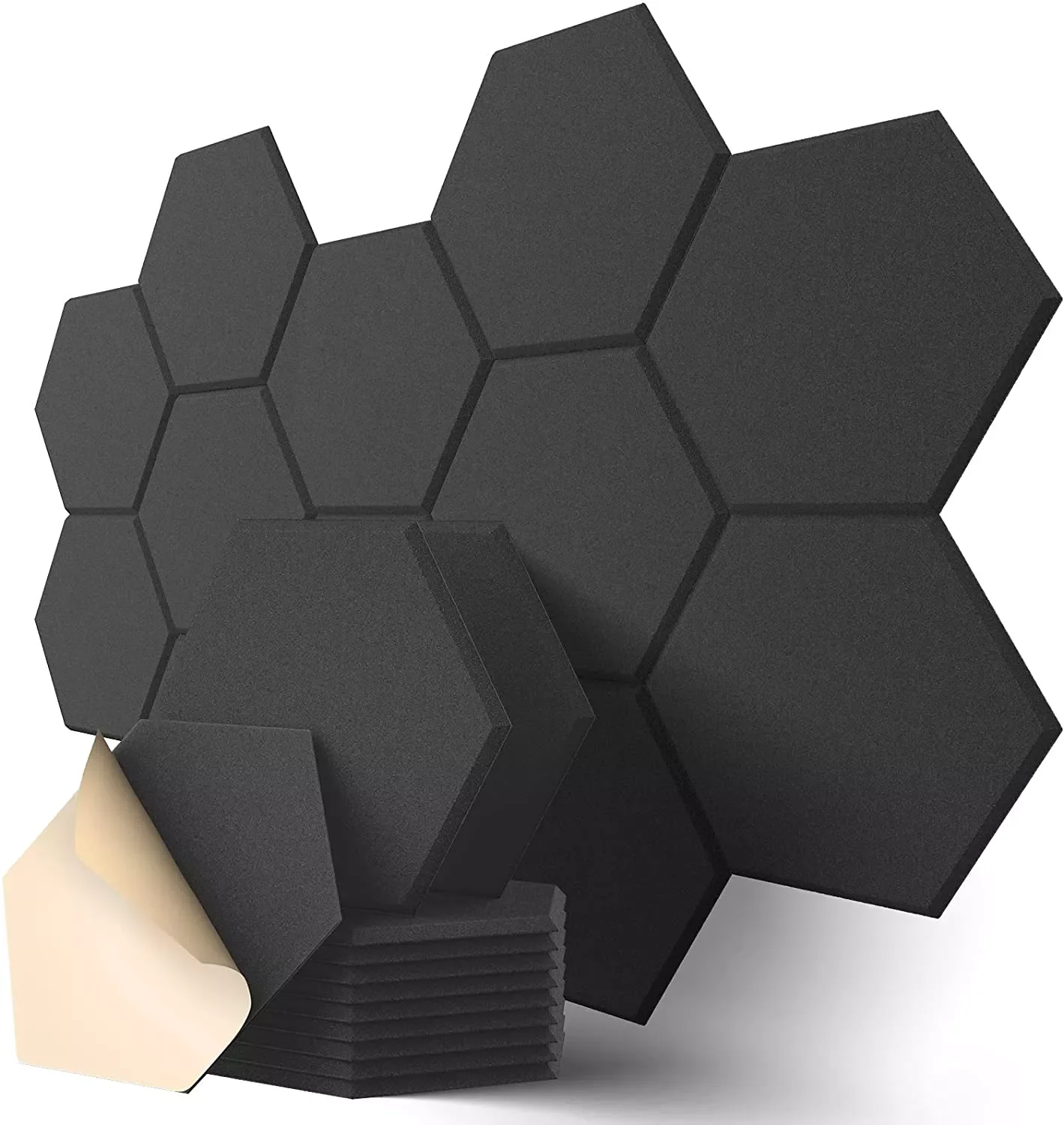 

12 Pcs Hexagonal Self-adhesive Acoustic Panels Sound Absorbing Soundproof Wall Panels To Absorb Noise Sound Proofing Foam