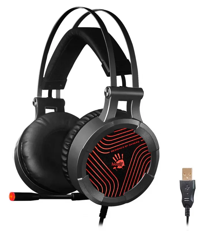 

Игровые проводные наушники A4Tech G530, USB с микрофоном, серые;черные