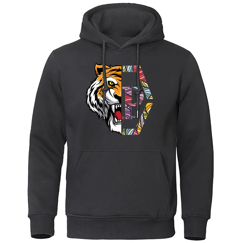 

women's loose long sleeved P letter Luxury tiger print hooded sweatshirt women's jacket hoodie women clothing