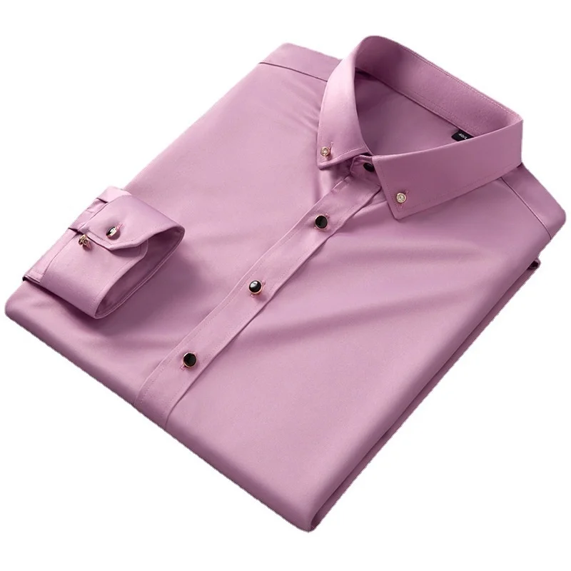 2022 New Men's Long Sleeve Elastic Comfortable Korean Slim Fit Business Casual Shirts